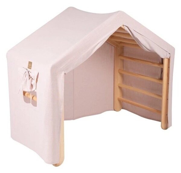 Piklerjev trikotnik iz masivnega bora v rožnati in naravni barvi 112x61x94 cm Montessori – Meowbaby