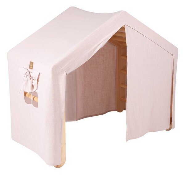 Piklerjev trikotnik iz masivnega bora v rožnati in naravni barvi 112x61x94 cm Montessori – Meowbaby