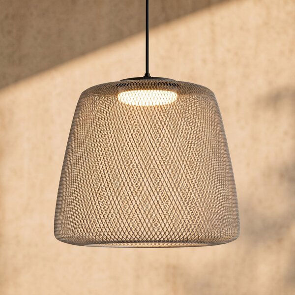 Lucande LED-visoka svetilka Korvyn, kamnito siva, Ø 50 cm, stopnjevalno, zatemnjen, Siva, Kovina, Dizajn