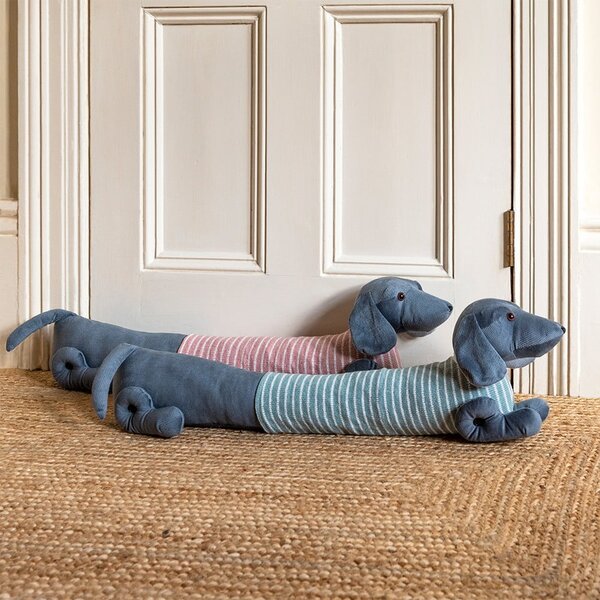Rožnato-siva zaščita za vrata proti prepihu 17x76 cm Sausage Dog – Rex London