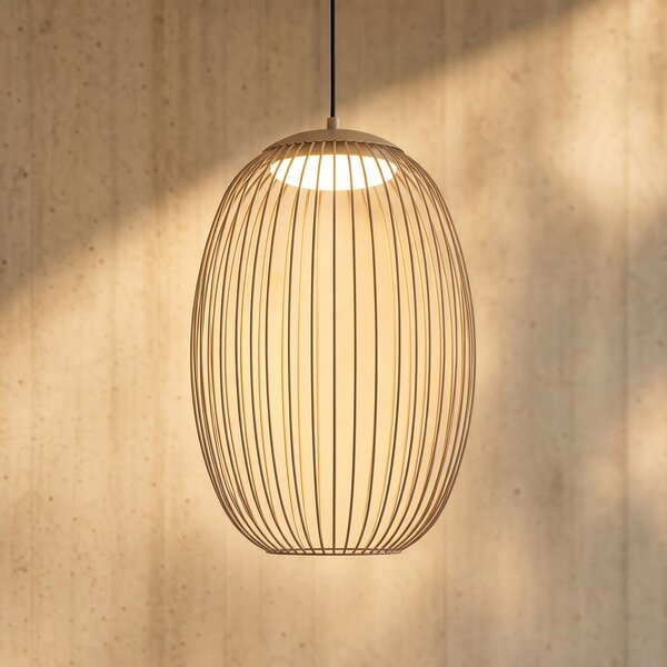 Lucande LED-zunanja viseča svetilka Richi, bež, 40 cm, z možnostjo zatemnitve, zatemnjen, Bež, Kovina, Sodobni