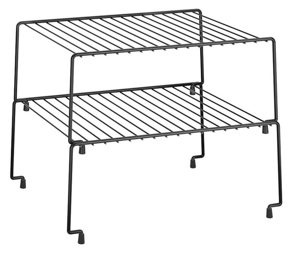 Komplet 2 črnih dodatnih polic za kuhinjo Metaltex Brooklyn Lava