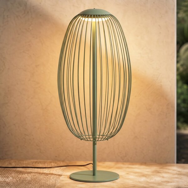 Lucande LED-zunanja stoječa svetilka Richi, zelena, višina 90 cm, IP44, Zelena, Kovina, Sodobni
