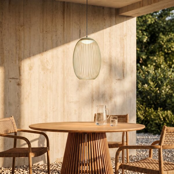 Lucande LED-zunanja viseča svetilka Richi, zelena, 40 cm, z možnostjo zatemnitve, zatemnjen, Zelena, Kovina, Sodobni
