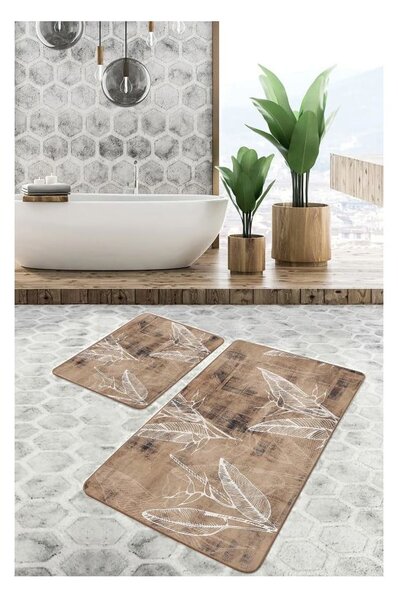 Rjave žametne kopalniške preproge v kompletu 2 ks 60x100 cm – Mila Home
