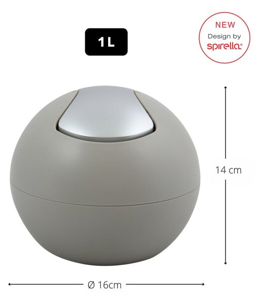 Sivorjav plastičen koš za smeti 1 l Bowl Matt – Spirella
