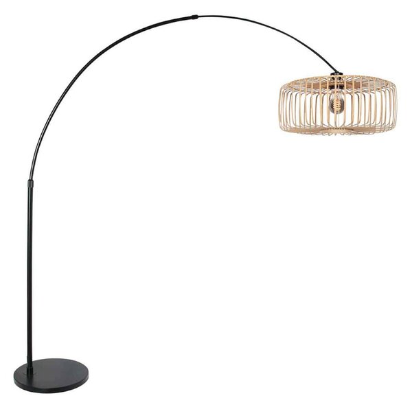 Steinhauer Stoječa svetilka Sparkled Light, črna/naravni bambus, 240 cm, Črna, Dnevna soba / jedilnica, Kovina