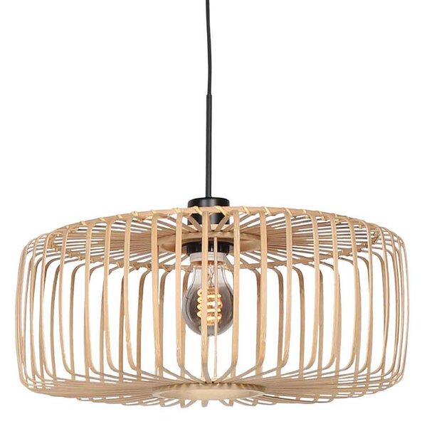 Steinhauer Visoka svetilka Sparkled Light, črna/naravni bambus, Ø 50 cm, zatemnjen, Črna, Dnevna soba / jedilnica, Bambus