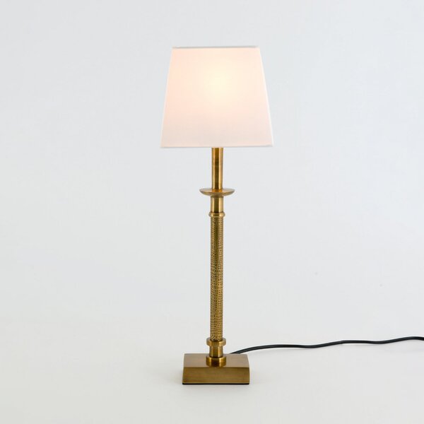Holländer Namizna svetilka PALMARIA, zlata/bela, višina 52 cm, kovina, E14, Zlata / medeninasta, Dnevna soba / jedilnica, Aluminij