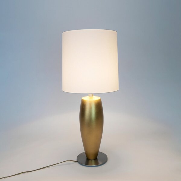 Holländer Namizna svetilka OMEGA SOTTILE, zlata/bela, višina 80 cm, keramika, E27, Zlata / medeninasta, Dnevna soba / jedilnica, Keramika