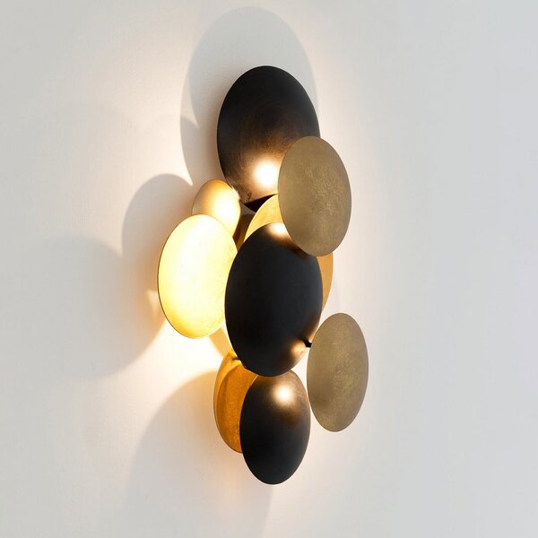 Holländer LED-stenna svetilka BOLLADARIA, črna/zlata, 42 x 27 cm, kovinska, z možnostjo, zatemnjen, Črna, Dnevna soba / jedilnica, Kovina, Sodobni