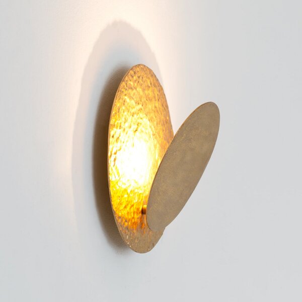 Holländer LED-stenna svetilka CORONARE, premer 26 cm, zlata barva, kovina, z možnostjo, zatemnjen, Zlata / medeninasta, Dnevna soba / jedilnica, Kovina, Sodobni