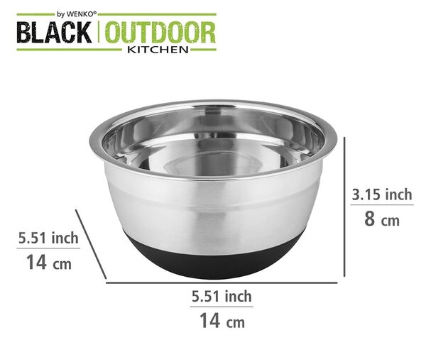 Posoda iz nerjavečega jekla z nedrsečim dnom Wenko Black Outdoor Kitchen Aru, 600 ml