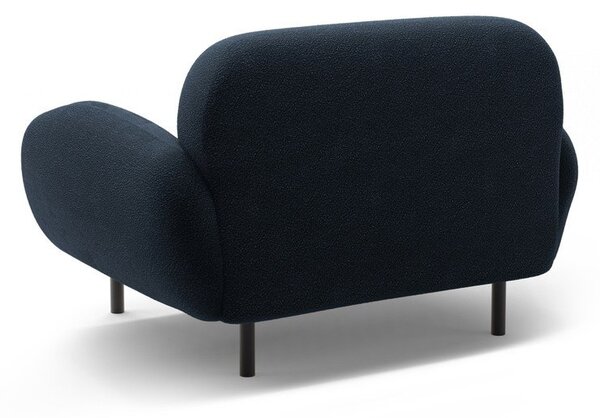 Temno moder fotelj iz tkanine bouclé Poppy – Micadoni