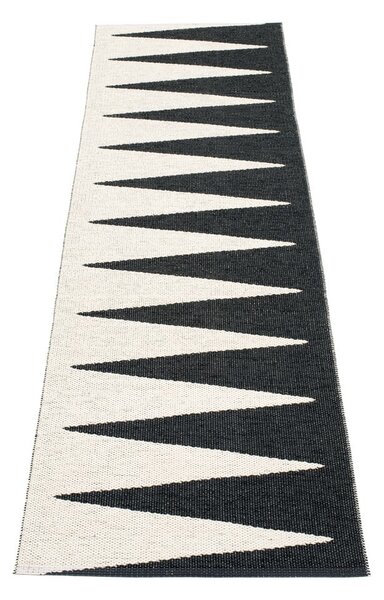 Črno-bel zunanji in notranji tekač 70x250 cm Vivi Black – Pappelina