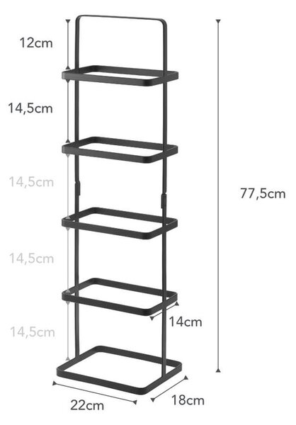 Črno kovinsko stojalo za čevlje Tower Shoe Rack – YAMAZAKI