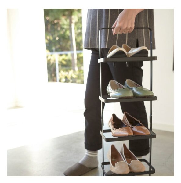 Črno kovinsko stojalo za čevlje Tower Shoe Rack – YAMAZAKI