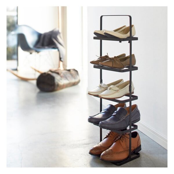 Črno kovinsko stojalo za čevlje Tower Shoe Rack – YAMAZAKI