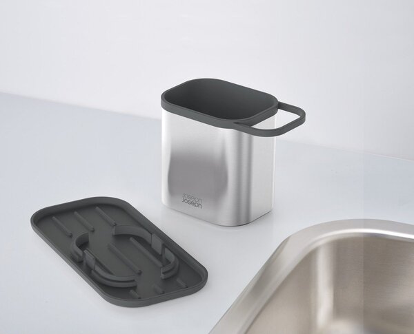 Kovinsko držalo za detergent v sijajno srebrni barvi Duo Steel – Joseph Joseph