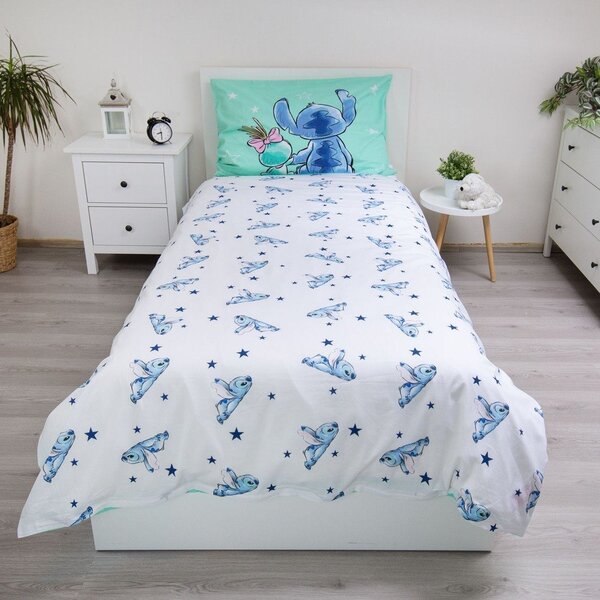 Mentolno zelena enojna bombažna otroška posteljnina 140x200 cm Lilo & Stitch "Buddies" – Jerry Fabrics