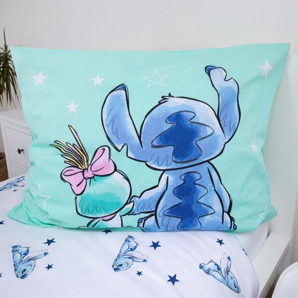 Mentolno zelena enojna bombažna otroška posteljnina 140x200 cm Lilo & Stitch "Buddies" – Jerry Fabrics