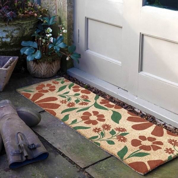 Predpražnik iz kokosovih vlaken 40x120 cm Red & Green Floral – Artsy Doormats