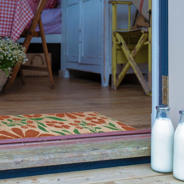 Predpražnik iz kokosovih vlaken 40x120 cm Red & Green Floral – Artsy Doormats