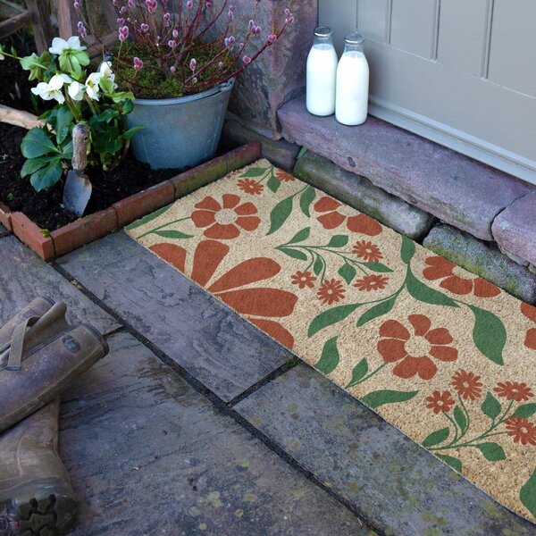 Predpražnik iz kokosovih vlaken 40x120 cm Red & Green Floral – Artsy Doormats