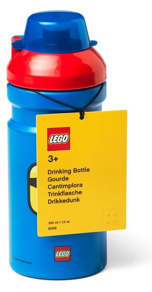 Modra steklenička za vodo z rdečim pokrovom LEGO® Iconic, 390 ml