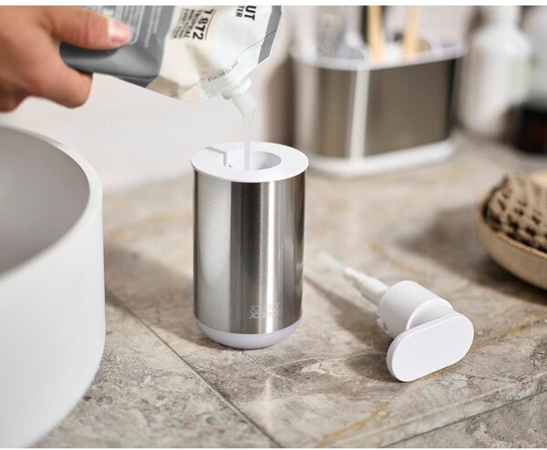 Dozirnik za milo iz nerjavečega jekla v srebrni barvi 300 ml Duo Steel – Joseph Joseph