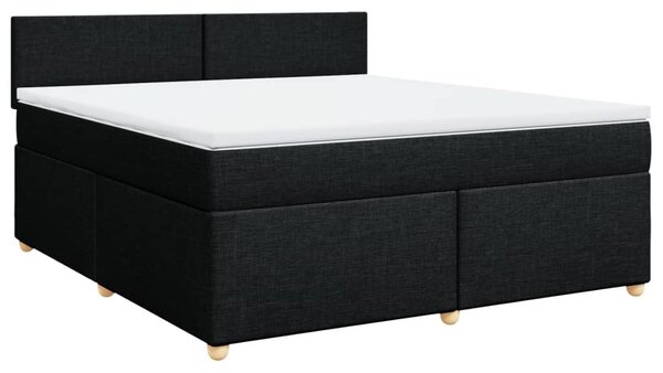 VidaXL Box spring postelja z vzmetnico črna 180x200 cm blago