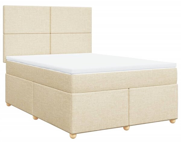 VidaXL Box spring postelja z vzmetnico krem 140x200 cm blago