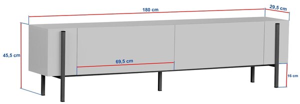 TV omarica ZENORI 180 cm, atlantski bor/črna