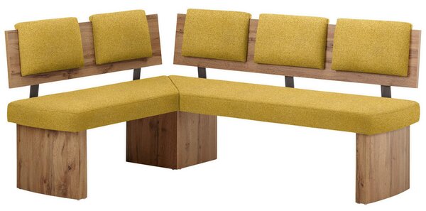 KOTNA KLOP, tekstil, leseni material barve hrasta, gorčično rumena