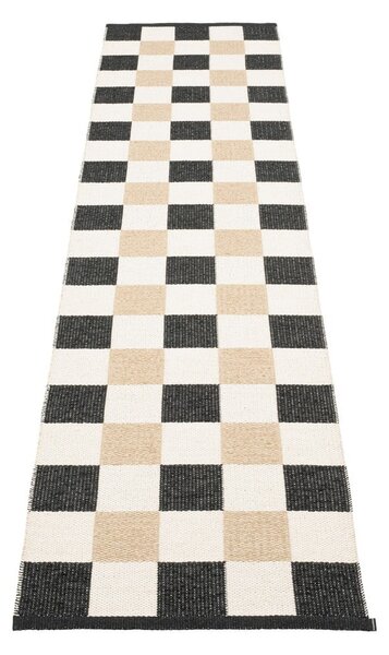 Črn/kremno bel zunanji in notranji tekač 70x300 cm Pix Black Vanilla – Pappelina