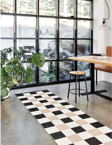 Črn/kremno bel zunanji in notranji tekač 70x240 cm Pix Black Vanilla – Pappelina