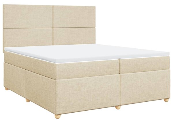 VidaXL Box spring postelja z vzmetnico krem 200x200 cm blago