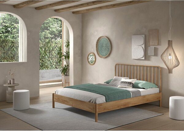 Zakonska postelja iz masivnega hrasta brez letvenega dna 160x200 cm v naravni barvi Olive Spindle – Vipack