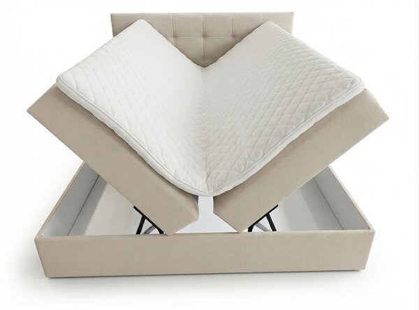 Oblazinjena postelja boxspring DIRELIS VIBE 140x200 cm krem barve Vzmetnica: Vzmetnica Bonell