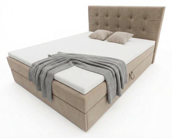 Oblazinjena postelja boxspring DIRELIS TRINITY 140x200 cm bež Vzmetnica: Vzmetnica Bonell