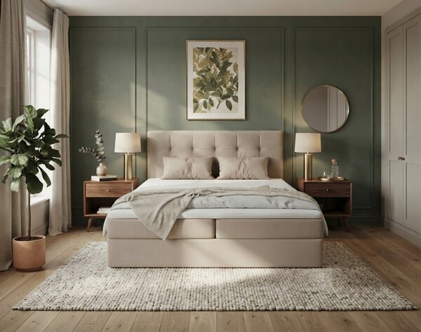 Oblazinjena postelja boxspring DIRELIS TRINITY 140x200 cm bež Vzmetnica: Vzmetnica Bonell