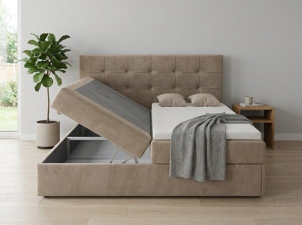 Oblazinjena postelja boxspring DIRELIS TRINITY 140x200 cm bež Vzmetnica: Vzmetnica Bonell