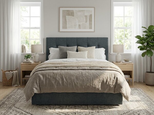 Oblazinjena postelja boxspring DIRELIS VIBE 140x200 cm temno siva Vzmetnica: Vzmetnica Bonell