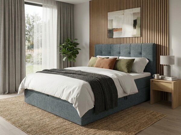 Oblazinjena postelja boxspring DIRELIS VIBE 140x200 cm temno siva Vzmetnica: Vzmetnica Bonell