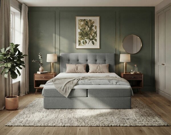 Obložena postelja boxspring DIRELIS TRINITY 140x200 cm siva Vzmetnica: Vzmetnica Bonell