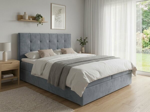 Obložena postelja boxspring DIRELIS TRINITY 140x200 cm siva Vzmetnica: Vzmetnica Bonell