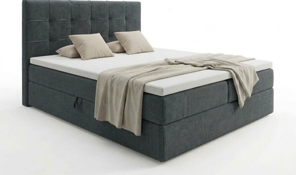 Oblazinjena postelja boxspring DIRELIS VIBE 140x200 cm temno siva Vzmetnica: Vzmetnica Bonell