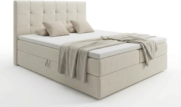 Oblazinjena postelja boxspring DIRELIS VIBE 140x200 cm krem barve Vzmetnica: Vzmetnica Bonell