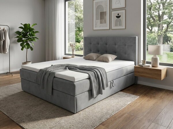 Obložena postelja boxspring DIRELIS TRINITY 140x200 cm siva Vzmetnica: Vzmetnica Bonell