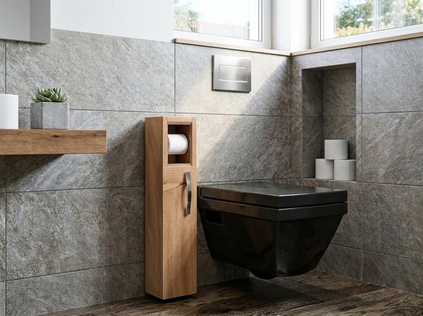 Kopalniška omarica za WC LUMERO, hrast